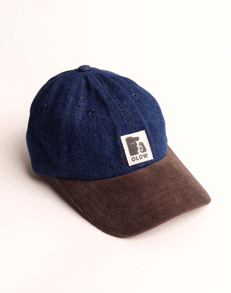 OLOW Stanton Six Panel Cap Blau Braun – freigestellte Schrägansicht